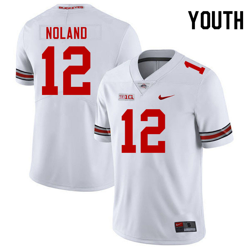 Youth #12 Air Noland Ohio State Buckeyes College Football Jerseys Stitched-White